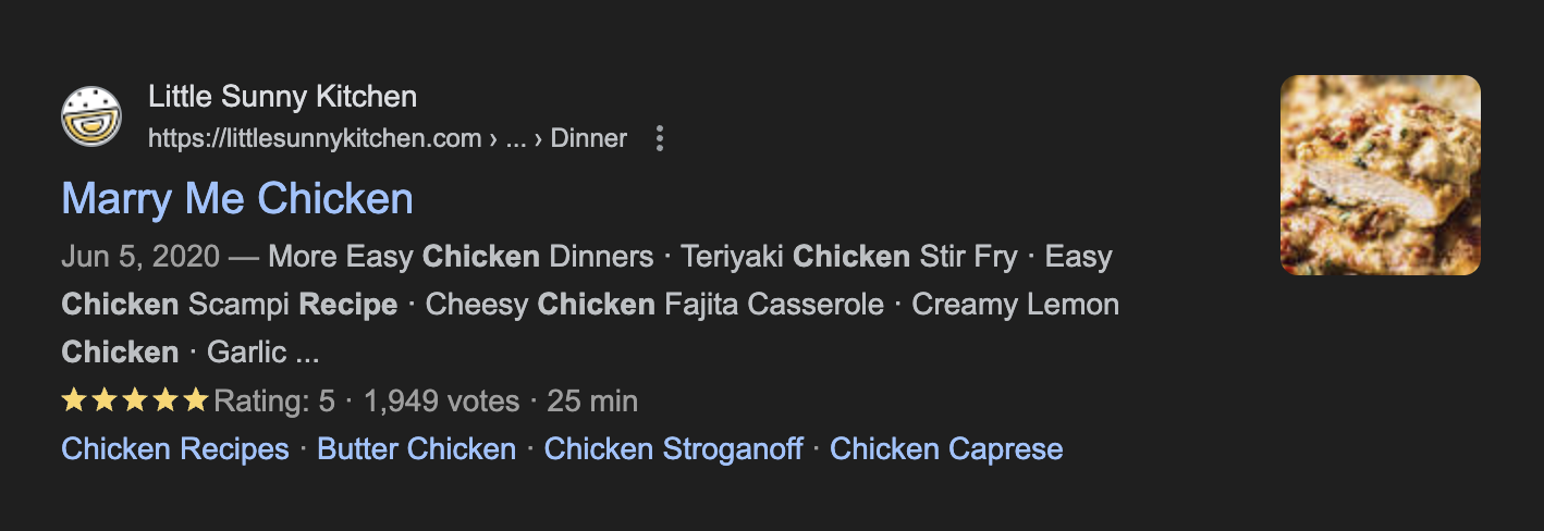 Recipe Site - Rich Snippet