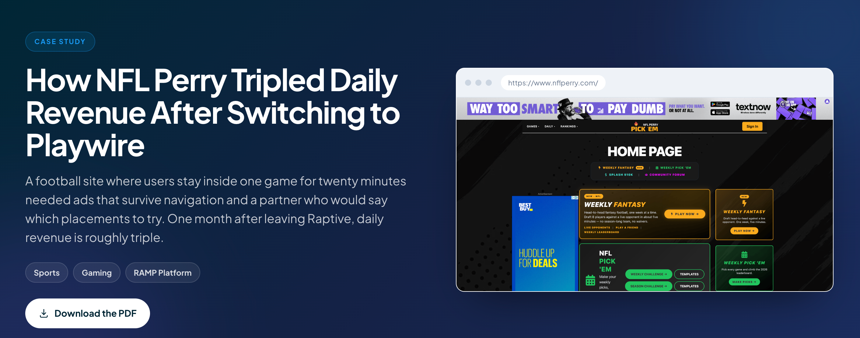 How NFL Perry Tripled Daily Revenue After Switching to Playwire
